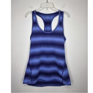 Athleta blue striped racer back athletic workout tank top - small